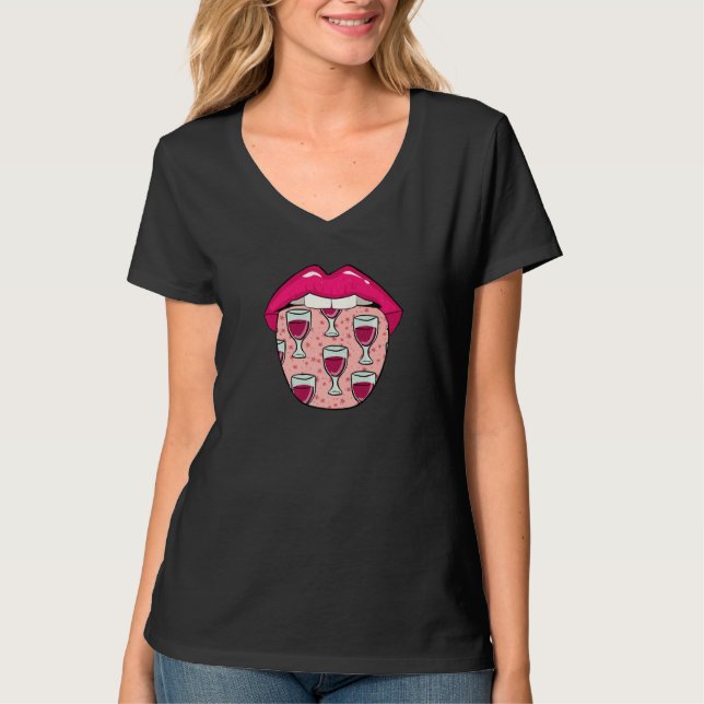 Camiseta Wine Tongue  Alcohol Vino Tasting Drinks Wine (Anverso)