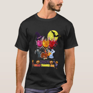 Camiseta Wines Glass Thankending Happy Hallothanksmas