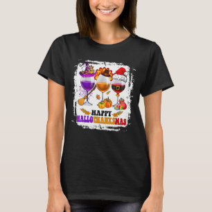 Camiseta Wines Glass Thankending Happy Hallothanksmas