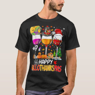 Camiseta Wines Glass Thankending Happy Hallothanksmas 5