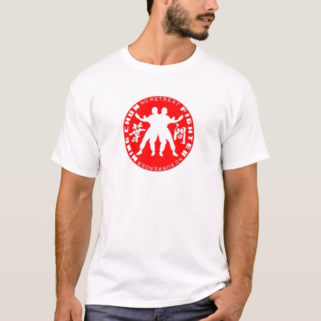 Camiseta Wing Chun Fighter Emblem (Linaje Ip Man) Rojo (Anverso)