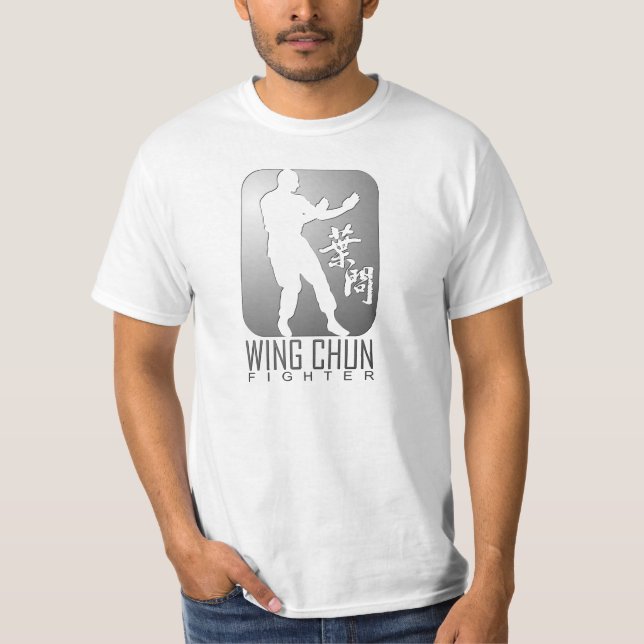 Camiseta Wing Chun Fighter (Plata) (Anverso)