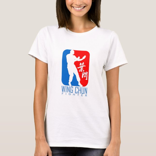 Camiseta Wing Chun Fighter (rojo azul) Ip Man Linage (Anverso)