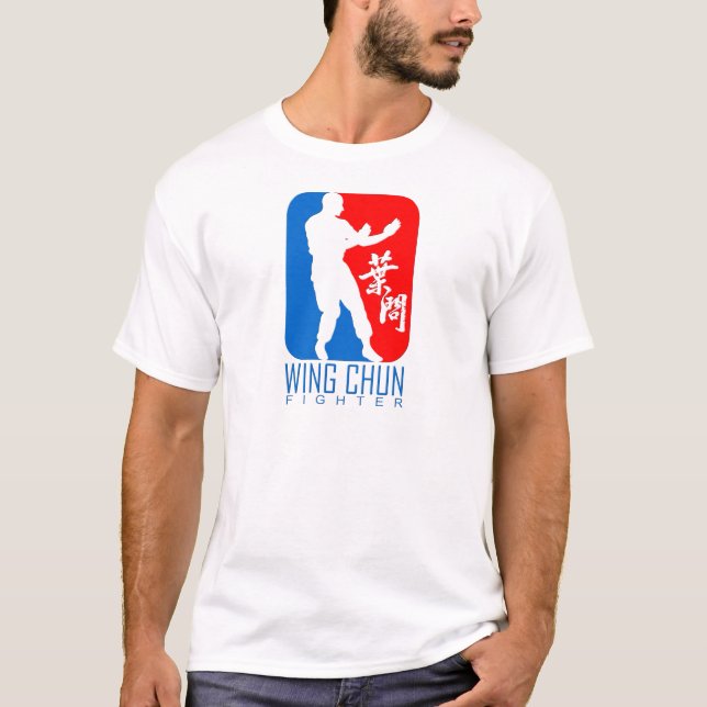 Camiseta Wing Chun Fighter (rojo azul) Ip Man Linage (Anverso)