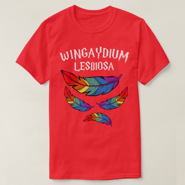 Camiseta Wingaydium Lesbiosa Rainbow Orgullo LGBT Gay Lesbi (Diseño del anverso)
