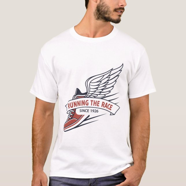 Camiseta Winged Running Shoe Running The Race Since 1926 Te (Anverso)