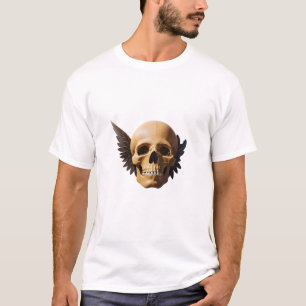 Camiseta Winged Skull Symbolizing Mortality and Freedom