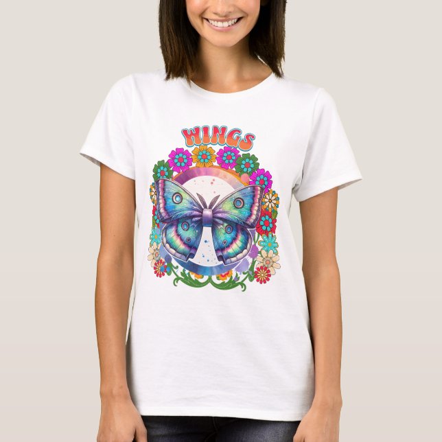 Camiseta Wings Psychedelic Butterfly Floral Fram (Anverso)