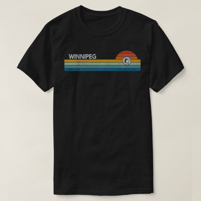 Camiseta Winnipeg Manitoba Canada Retro Sunset Rainbow Synt (Diseño del anverso)