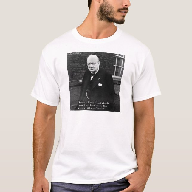 Camiseta Winston Churchill: Regalos de "éxito nunca final" (Anverso)