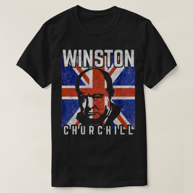 Camiseta Winston Churchill Retro Bandera del Reino Unido (Diseño del anverso)