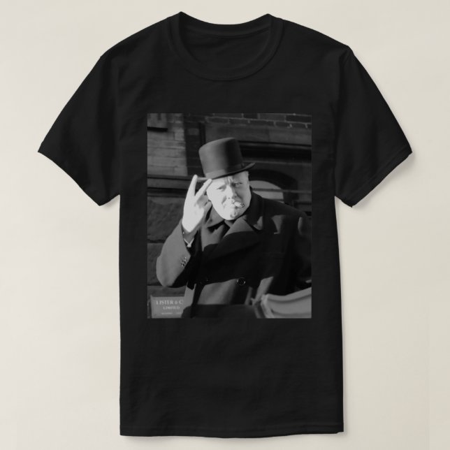 Camiseta Winston Churchill V Día V Rótulo 1945 Poster (Diseño del anverso)