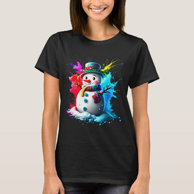 Camiseta Winter And Snow Christmas A Coloured Snowman  (Anverso)