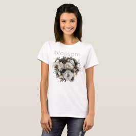 Camiseta Winter Blossom Conifer Crema Floral Peony Bouquet