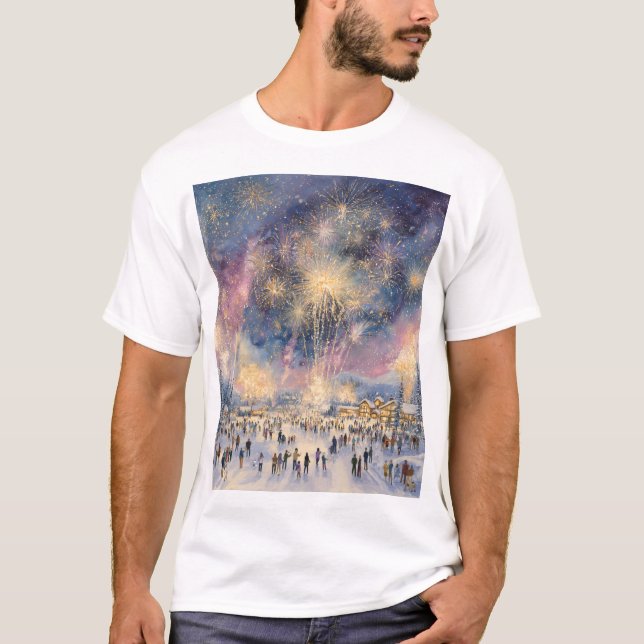 Camiseta Winter Fireworks Spectacle – New Years Celebration (Anverso)