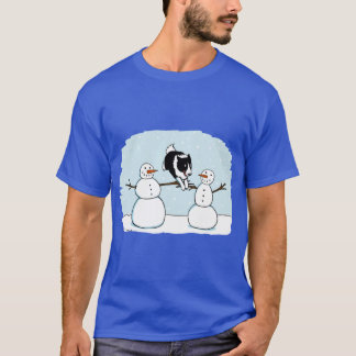Camiseta Winter Fun Border Collie with Snowmen Cute Dog Hol