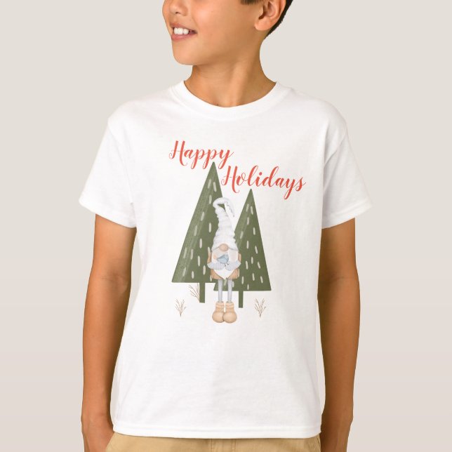 Camiseta Winter Gnome Felices Fiestas Para Los Niños Que Co (Anverso)