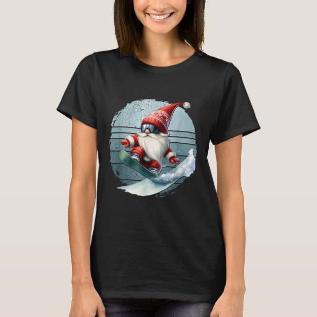 Camiseta Winter Gnome Santa With Skiing Googles Retro Snowb (Anverso)