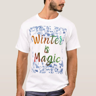 Camiseta Winter is Magic - Icy Floral Frame