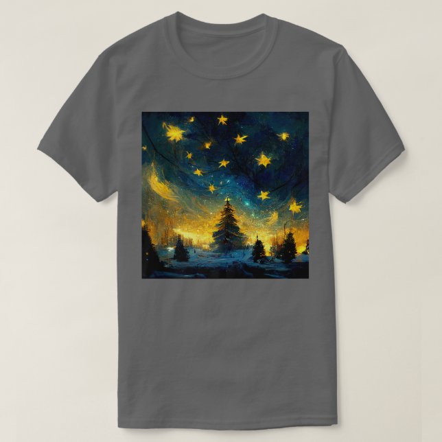 Camiseta Winter Moonlight Starry Night van Gogh Inspiration (Diseño del anverso)