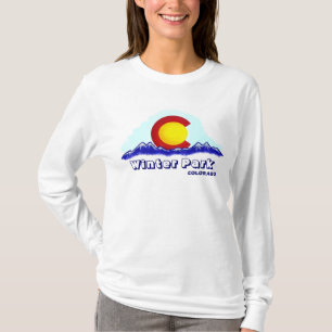 Camiseta Winter Park Colorado, bandera de la salida del sol
