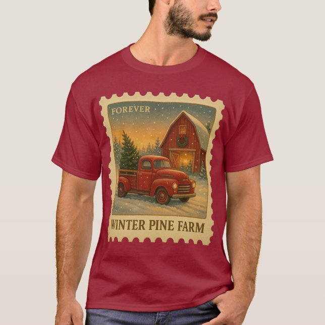 Camiseta Winter Pine Farm – Forever Stamp (Anverso)
