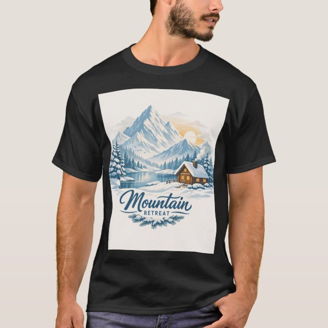 Camiseta Winter Silence: Snowy Mountain Cabin (Anverso)