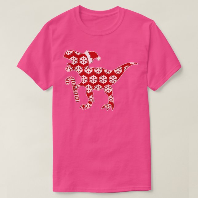 Camiseta Winter Snowflakes Pattern Christmas Dinosaur With  (Diseño del anverso)