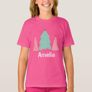 Camiseta Winter Trees Chicas Niños Nombre Personalizado