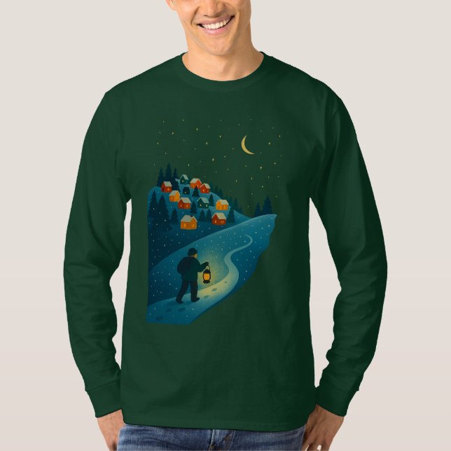 Camiseta Winter Village Lantern Walk Illustration shirt (Anverso)