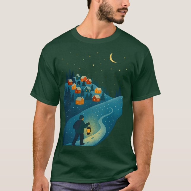 Camiseta Winter Village Lantern Walk Night  Dark T-Shirt (Anverso)