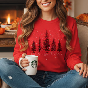 Camiseta Winter Wonderland Pine Trees Navidades de copos de