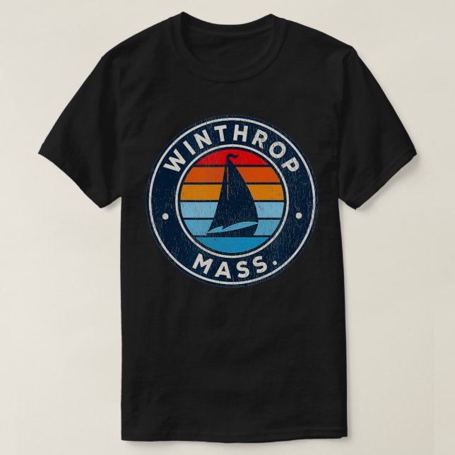 Camiseta Winthrop Massachusetts MAMÁES Vintage Sailboat Ret (Diseño del anverso)