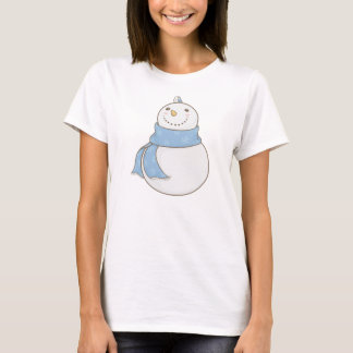 Camiseta Wintry Snowman and Blue Bird
