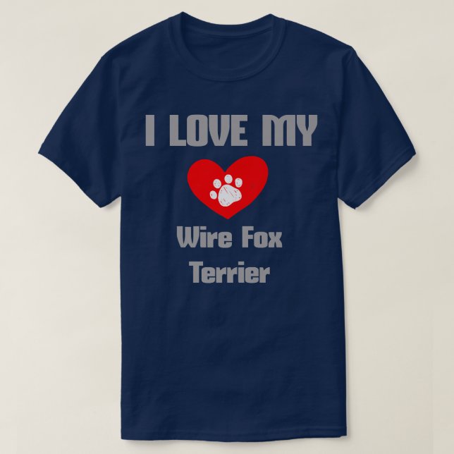 Camiseta Wire Fo Terrier Amo el diseño de mi perro perro pe (Diseño del anverso)