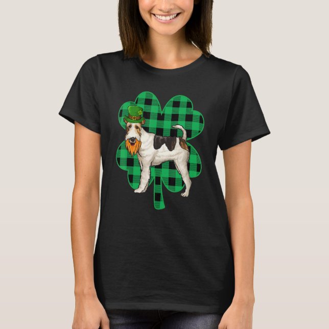 Camiseta Wire Fox Terrier Leprechaun St Patricks Day Lucky (Anverso)