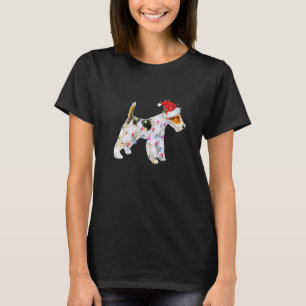 Camiseta Wire Fox Terrier Luces de Navidad Sombrero de Sant