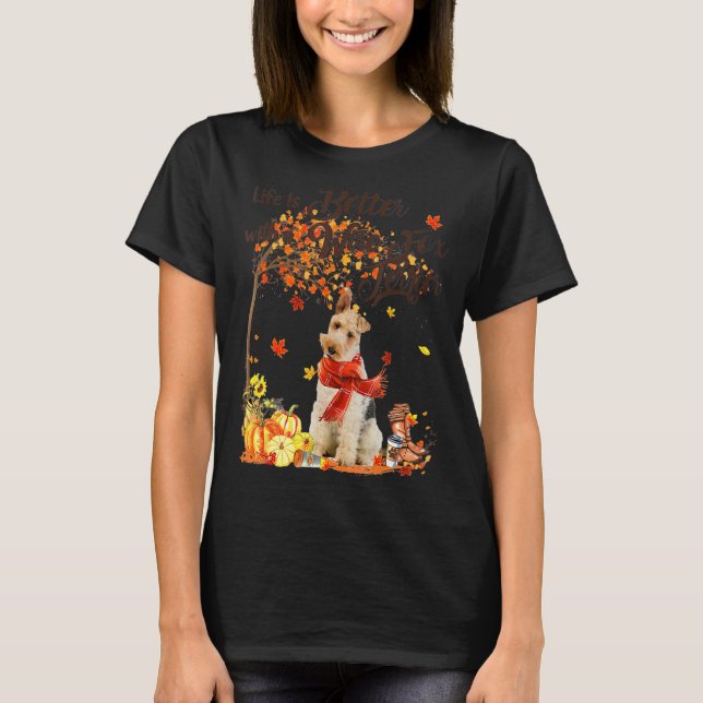Camiseta Wire Fox Terrier Maple Tree Thankending Day Cute (Anverso)