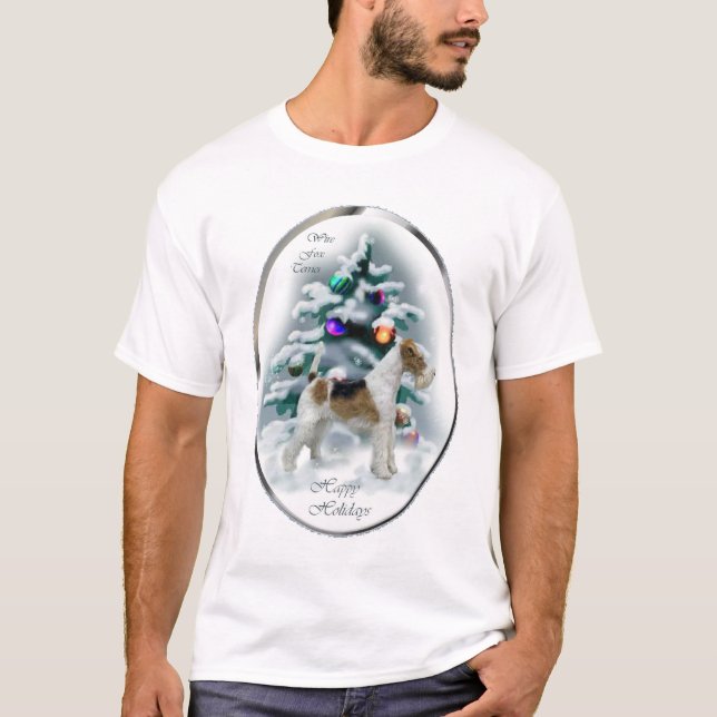 Camiseta Wire Fox Terrier Navidades Regalos (Anverso)