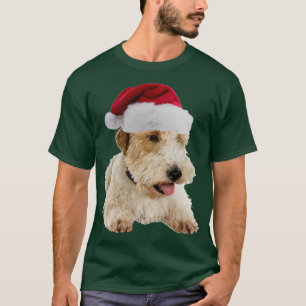 Camiseta Wire Fox Terrier Santa Claus Feliz Navidad
