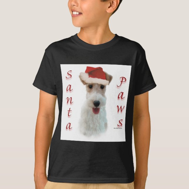 Camiseta Wire Fox Terrier Santa Paws (Anverso)