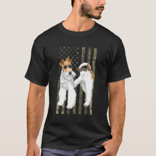 Camiseta Wire Fox Terrier Wirefox Terrier Dad Camo Bandera