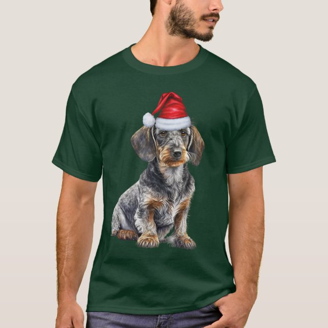 Camiseta Wirehair Dachshund Lover Funny Christmas Dog (Anverso)