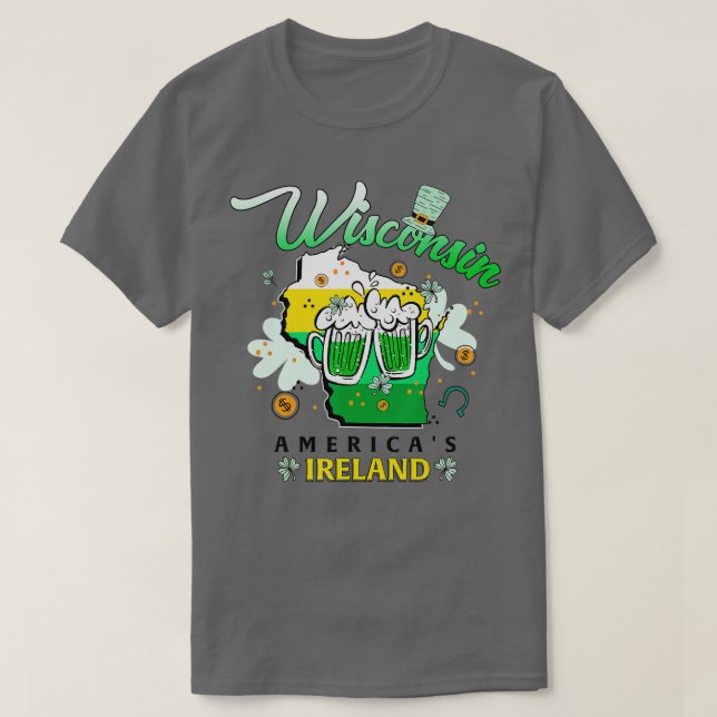 Camiseta Wisconsin Americas Ireland Irish St Patricks Day B (Diseño del anverso)
