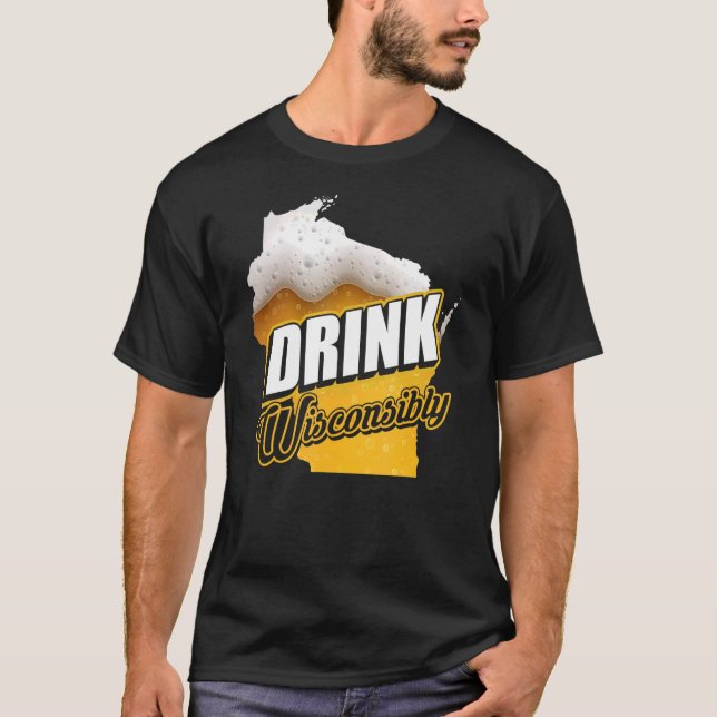 Camiseta Wisconsin Beer Bebe Wisconsinites Alcohólicos (Anverso)