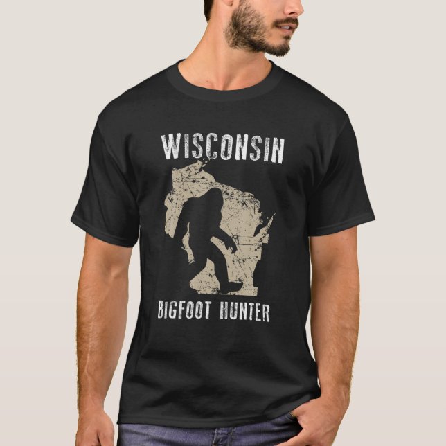 Camiseta Wisconsin Bigfoot Hunter Shirt Funny Sasquatch Gif (Anverso)