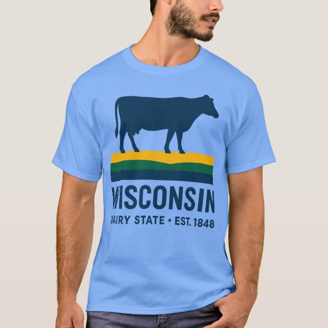 Camiseta Wisconsin Dairy State Retro Cow (Anverso)