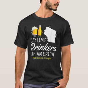 Camiseta Wisconsin Día Americano Bebiendo cerveza divertid