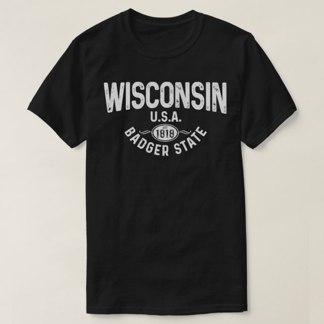 Camiseta Wisconsin El Estado Badger EST 1818 Regalo Pullove (Diseño del anverso)