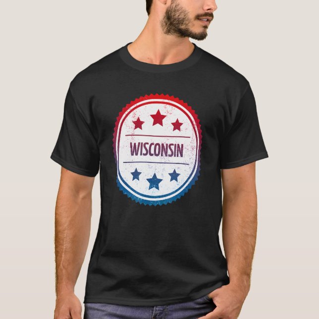 Camiseta Wisconsin - Insignia retro estatal de Guay (Anverso)